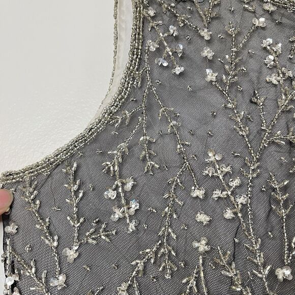 Y2k 90s Vintage Tank Black Mesh Beades Sequin Sheer Sz S/M - Picture 7 of 7